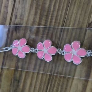 sterling silver bracelet - pink Flowers *NEW*